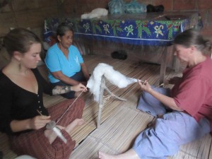 Amber and Janet become proficient spinners under doña Mariana's excellent tutelage.  